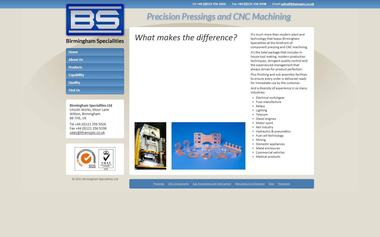 Birmingham Specialities Ltd Website