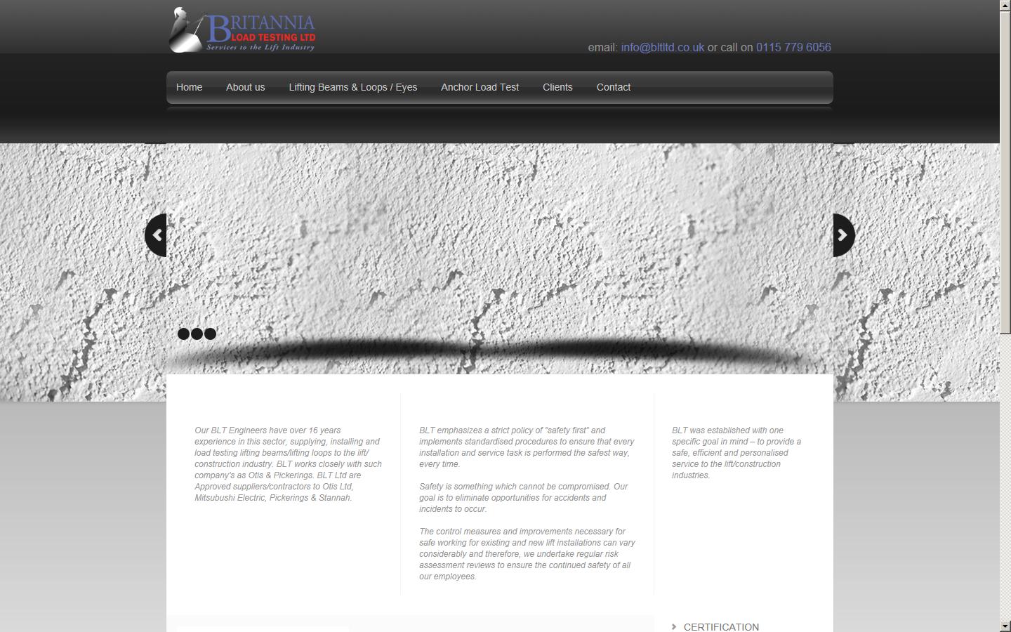 Britannia Load Testing Ltd Website