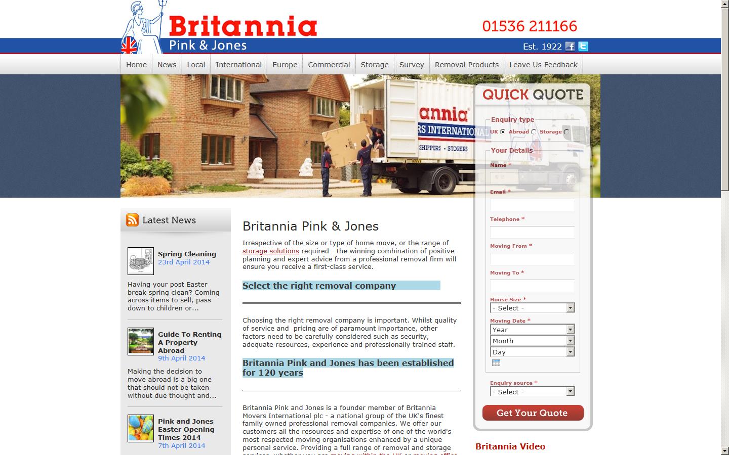 Britannia Pink & Jones  Website