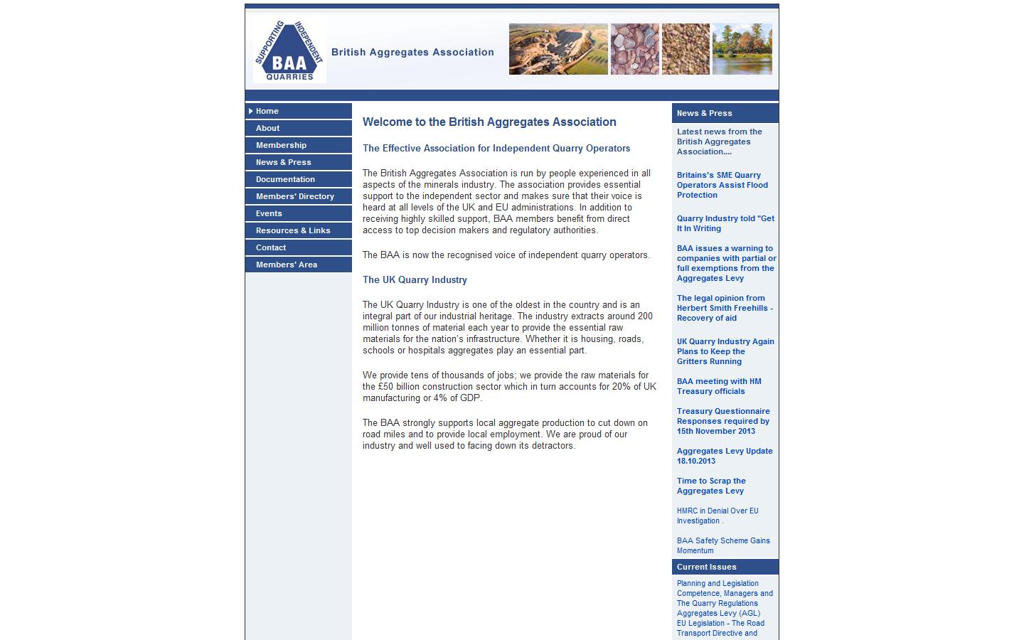 British Aggregates Association (BAA) Website