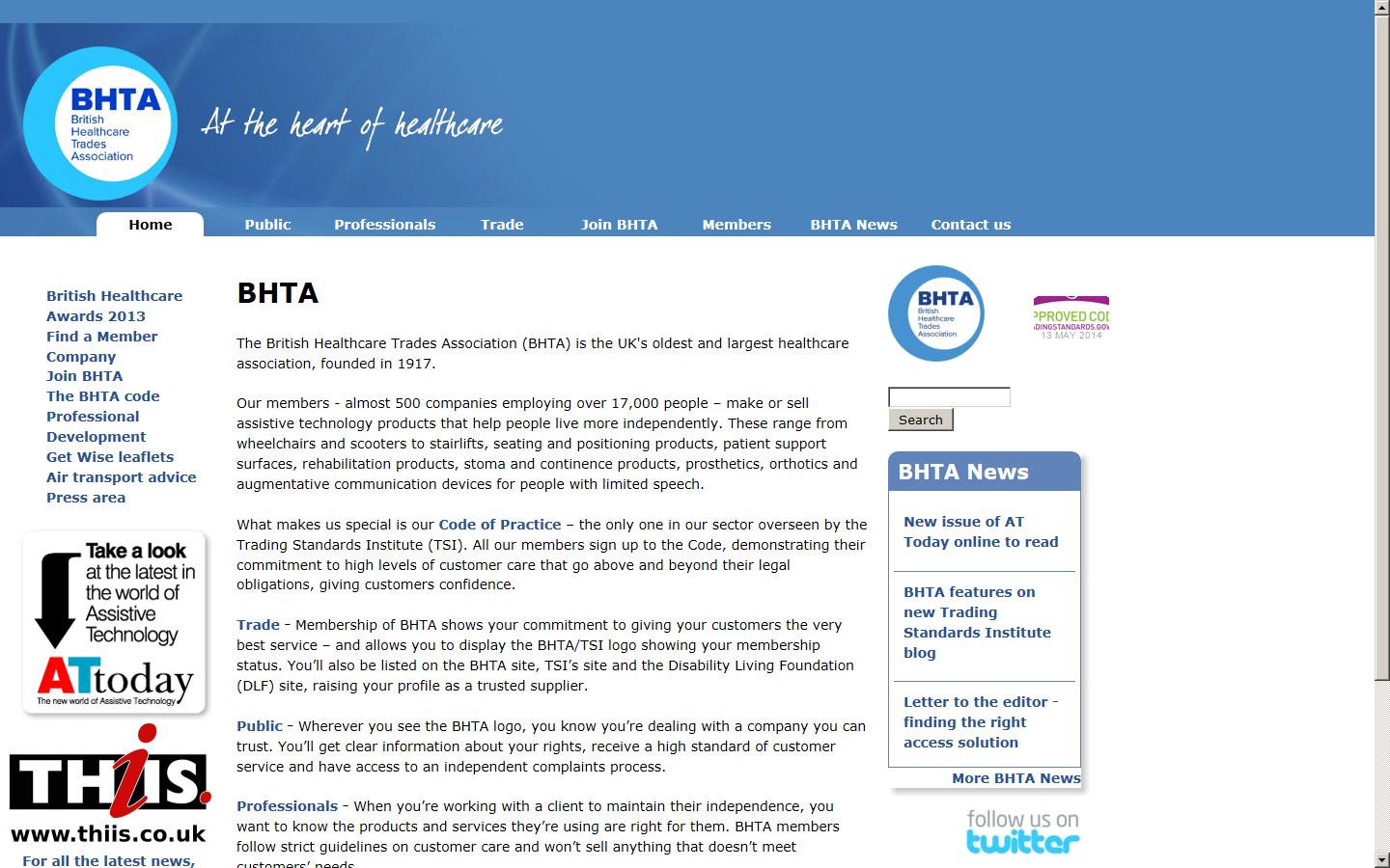 British Health Care Trades Association  Website