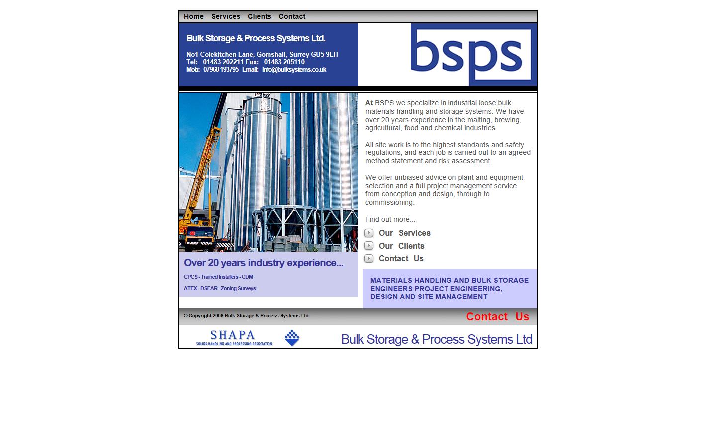 Bulk Storage & Process Systems Ltd Website