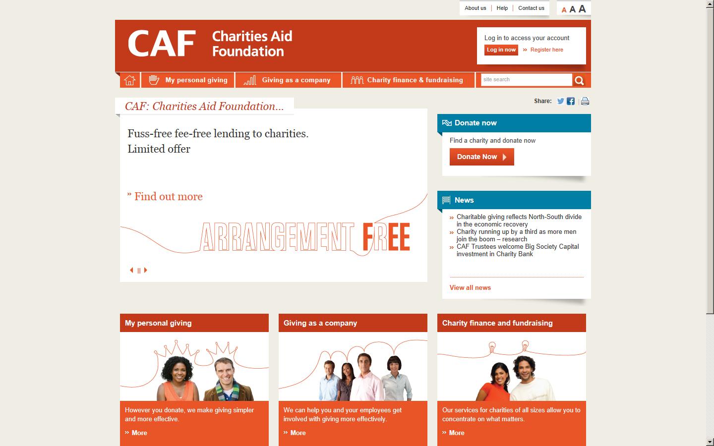 CAF (Charities Aid Foundation) Website
