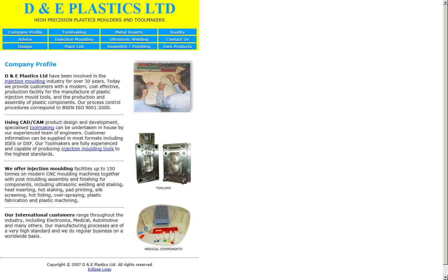 D & E Plastics Ltd Website