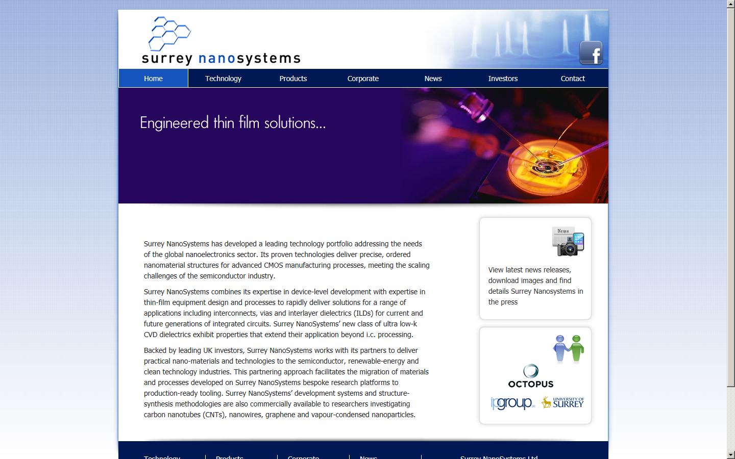 Surrey NanoSystems Website