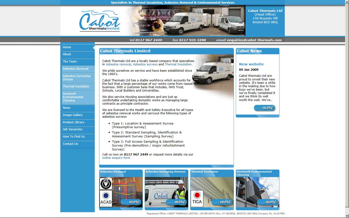 Cabot Thermals Ltd Website