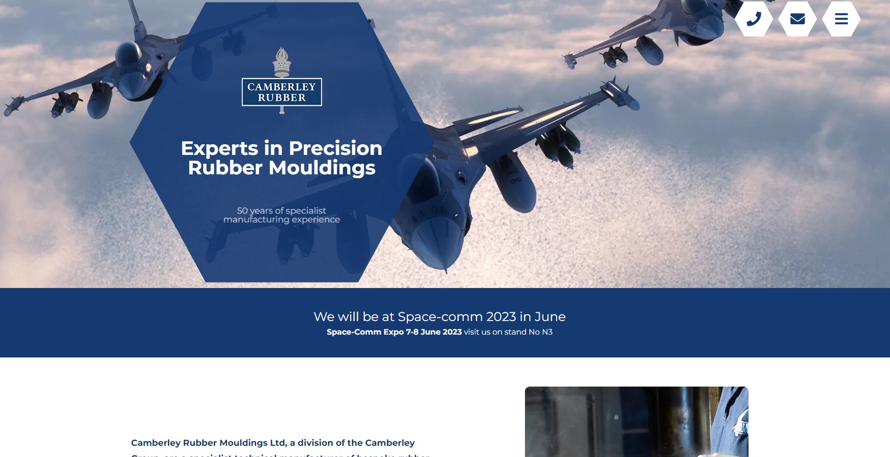 Camberley Rubber Mouldings Ltd Website