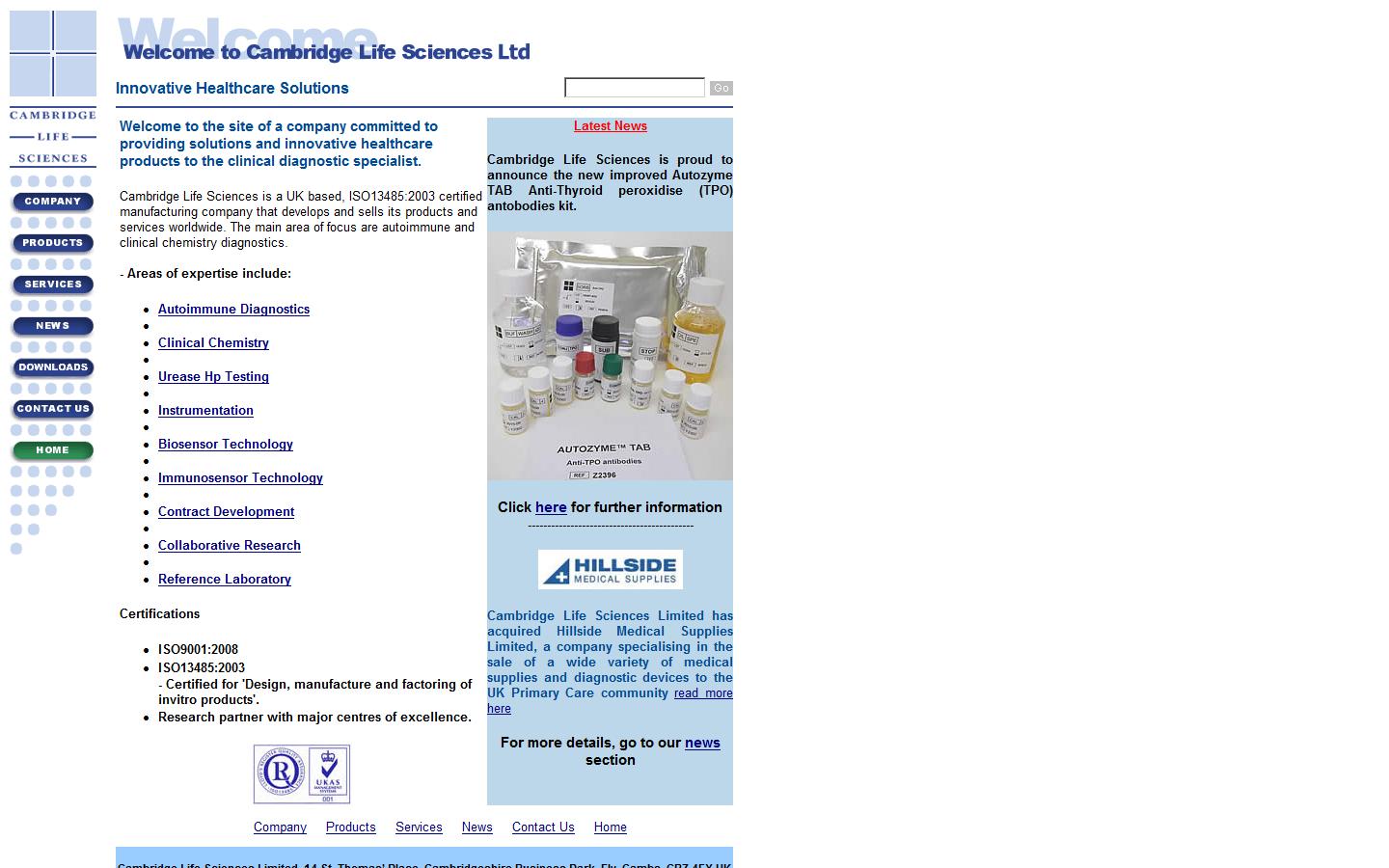 Cambridge Life Sciences Ltd Website