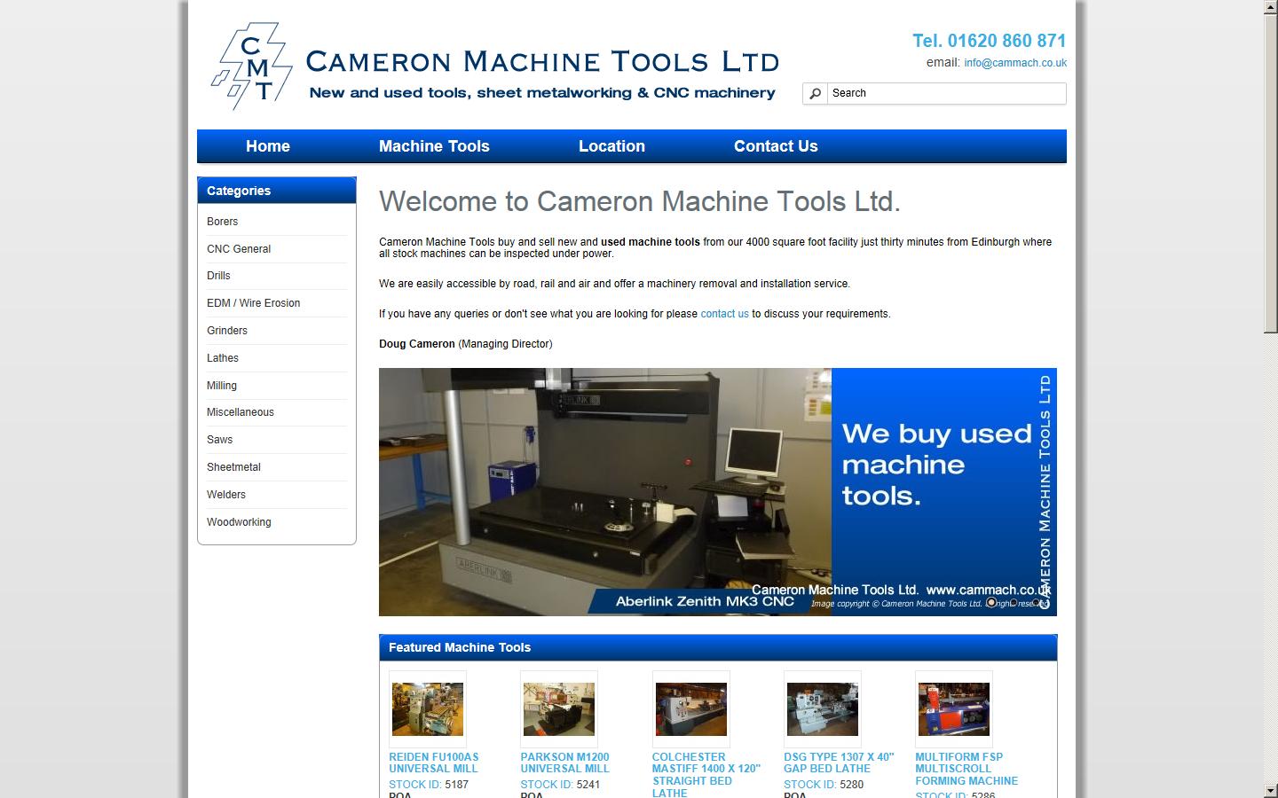 Cameron Machine Tools Ltd  Website