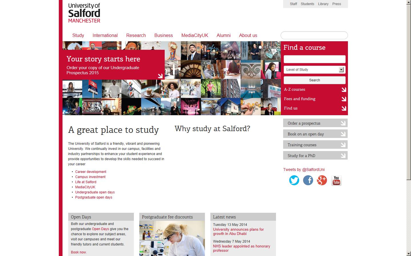 University of Salford Website