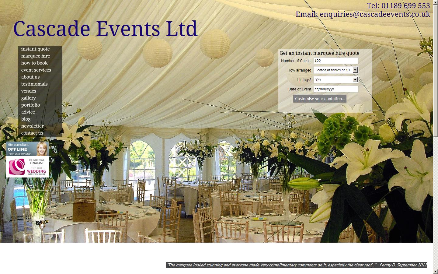 Cascade Events Ltd Website