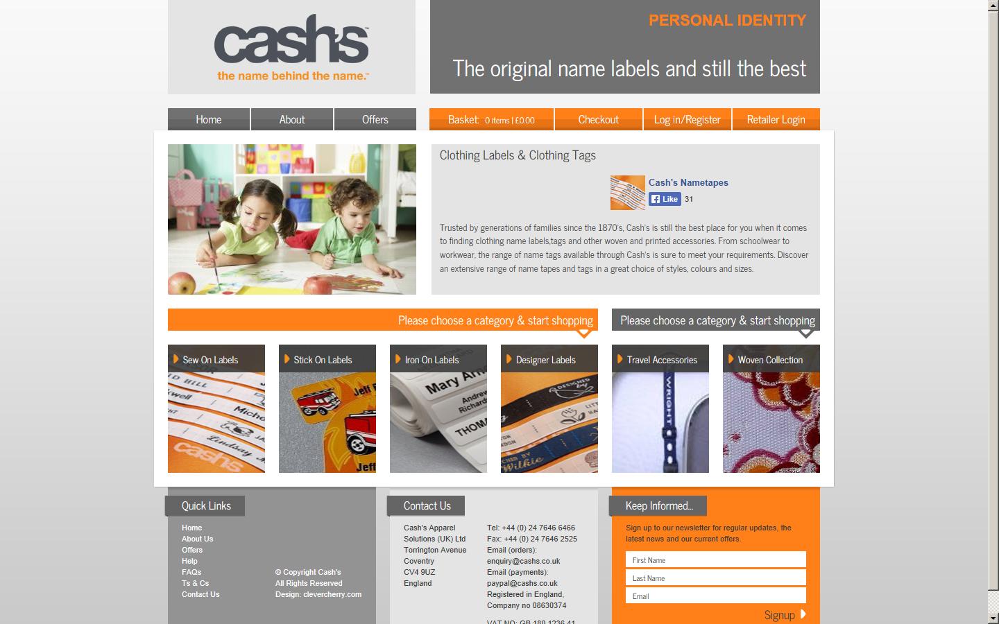 Cash''s (UK) Ltd Website