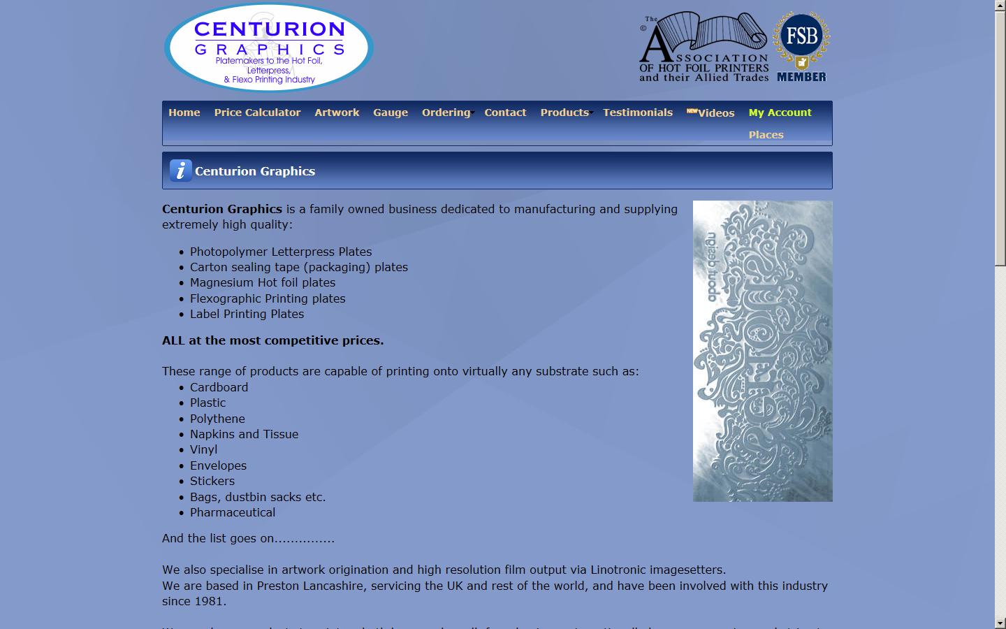 Centurion Graphics Website