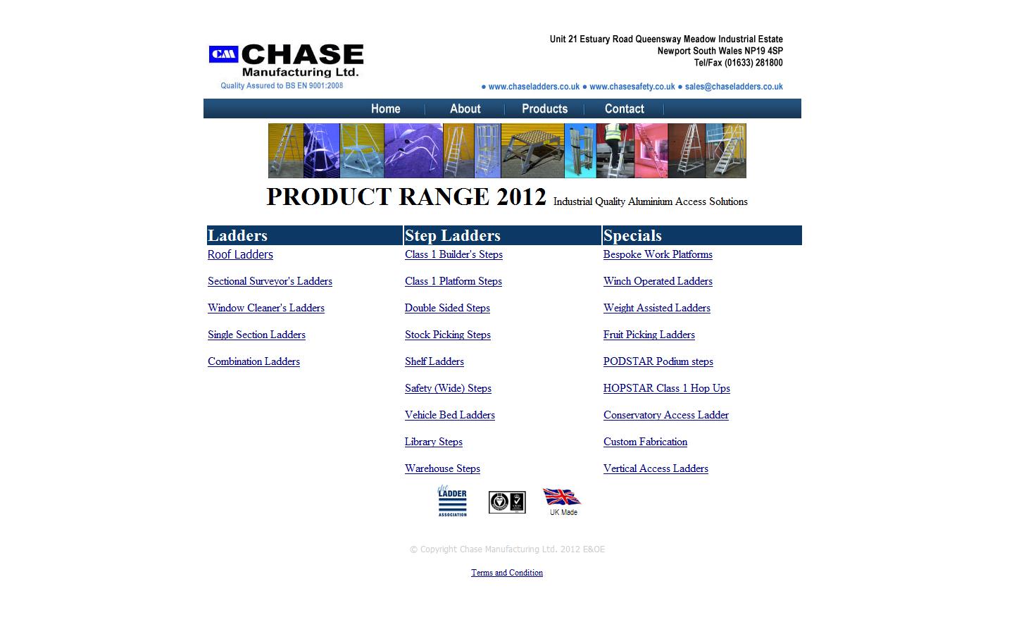 Chase Manufacturing Ltd Website