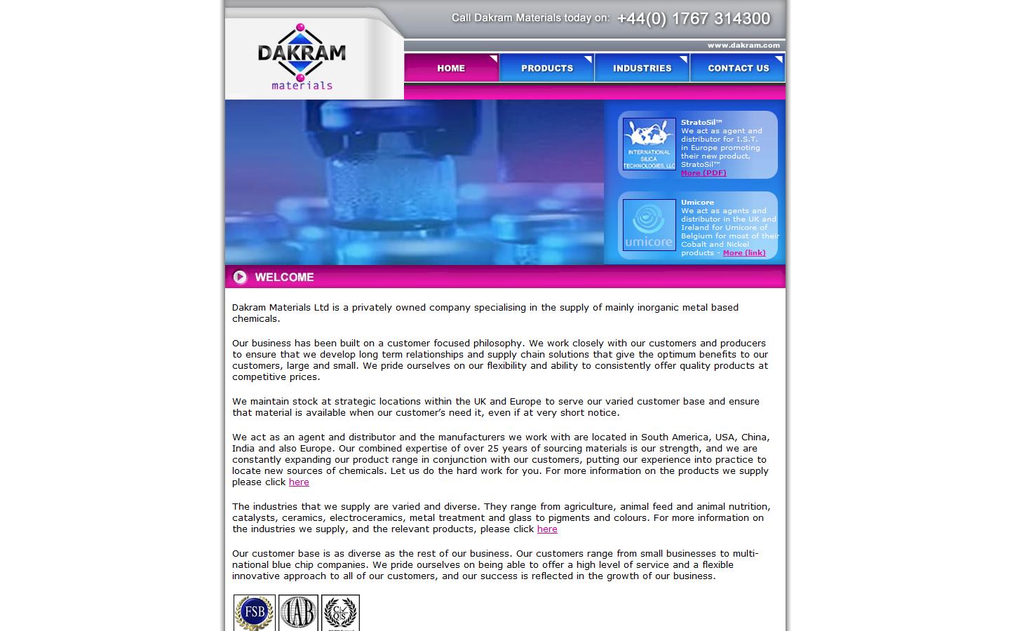 Dakram Materials Website