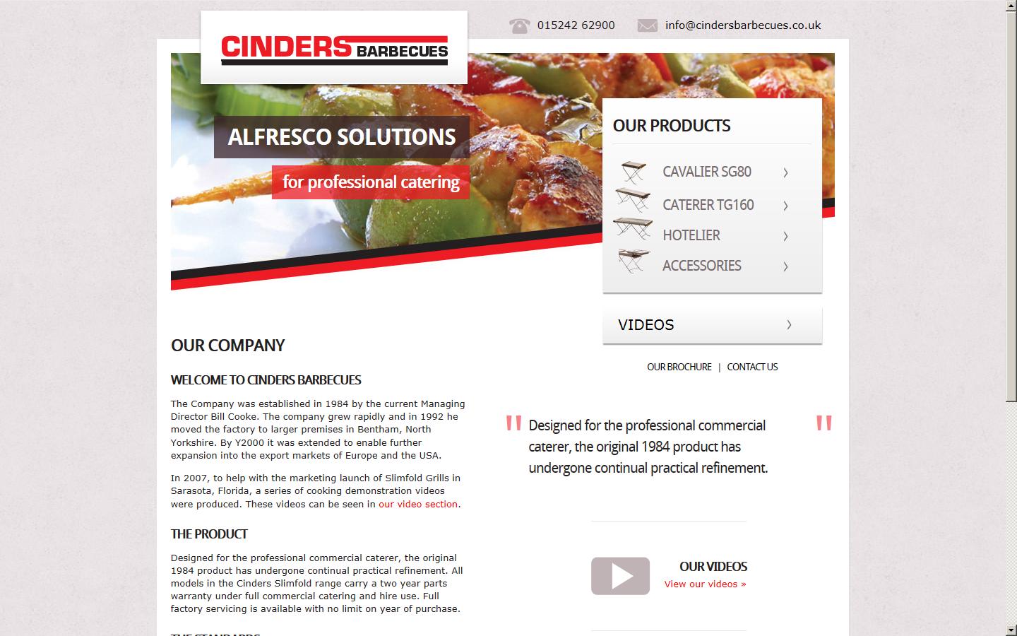 Cinders Barbecues Ltd  Website