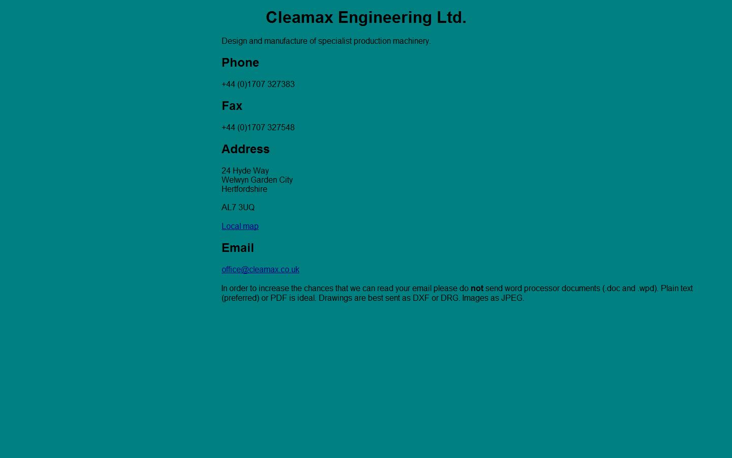 Cleamax Engineering Ltd Website