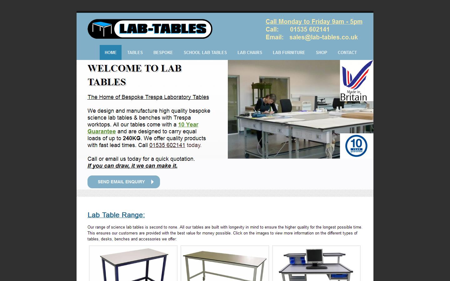 Laboratory Tables Website