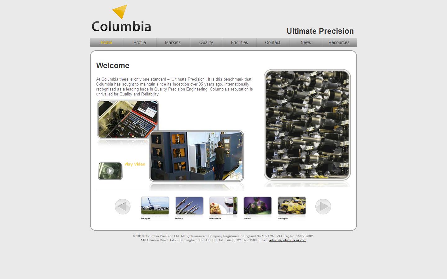 Columbia Precision Ltd. Website