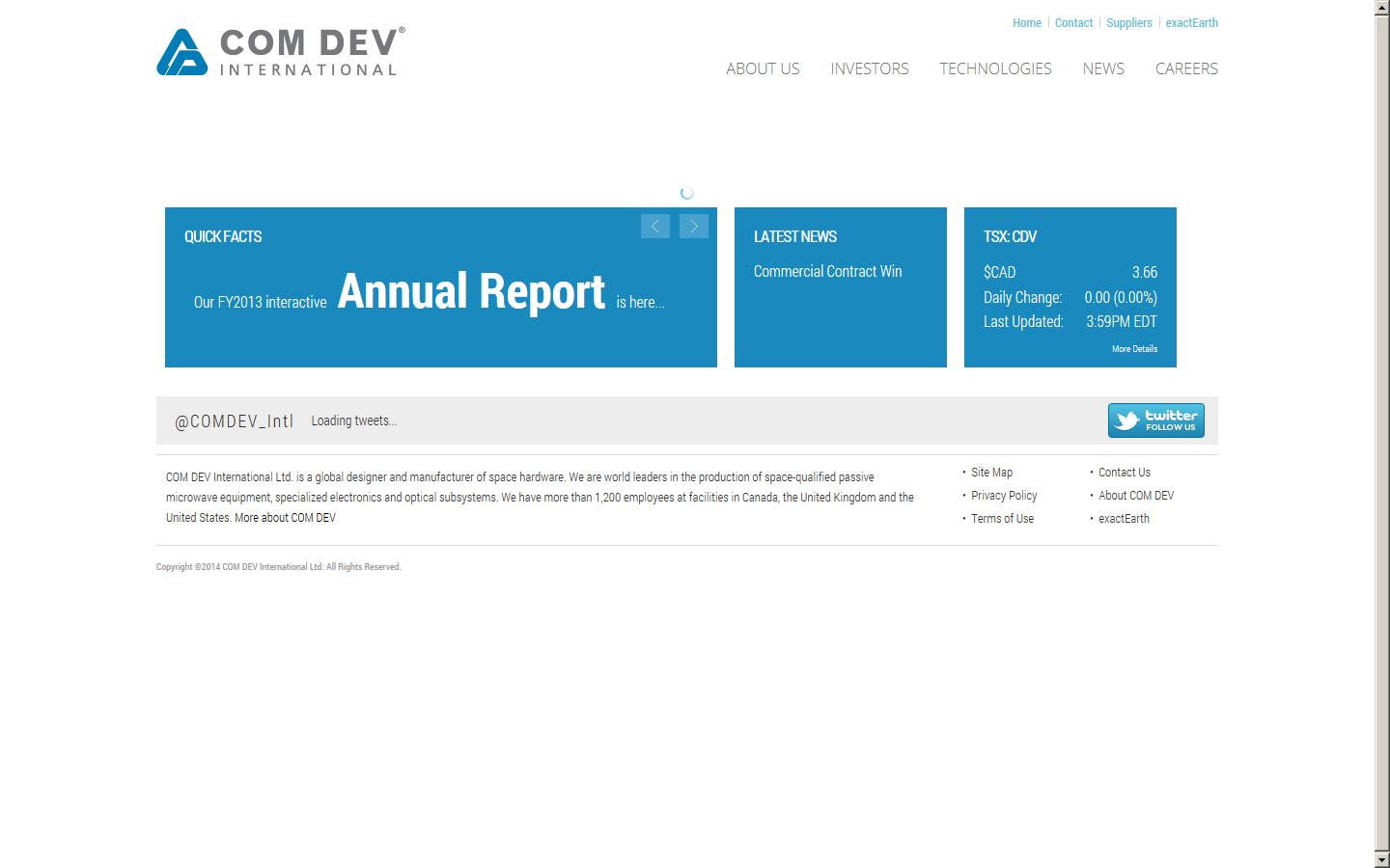 COM DEV Investor Relations  Website