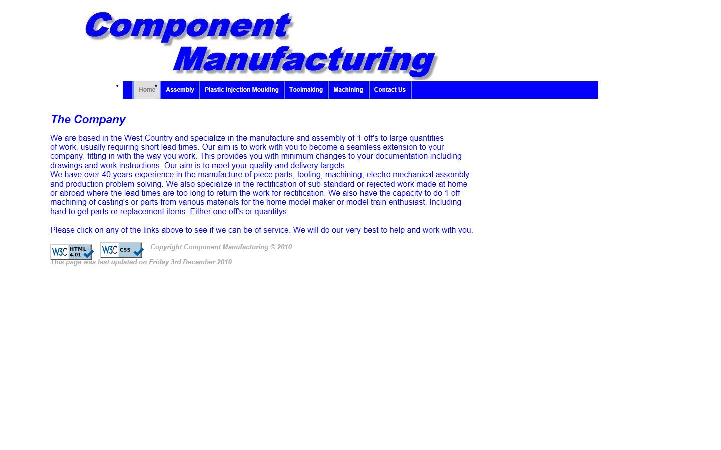 Component Manufacturing Website