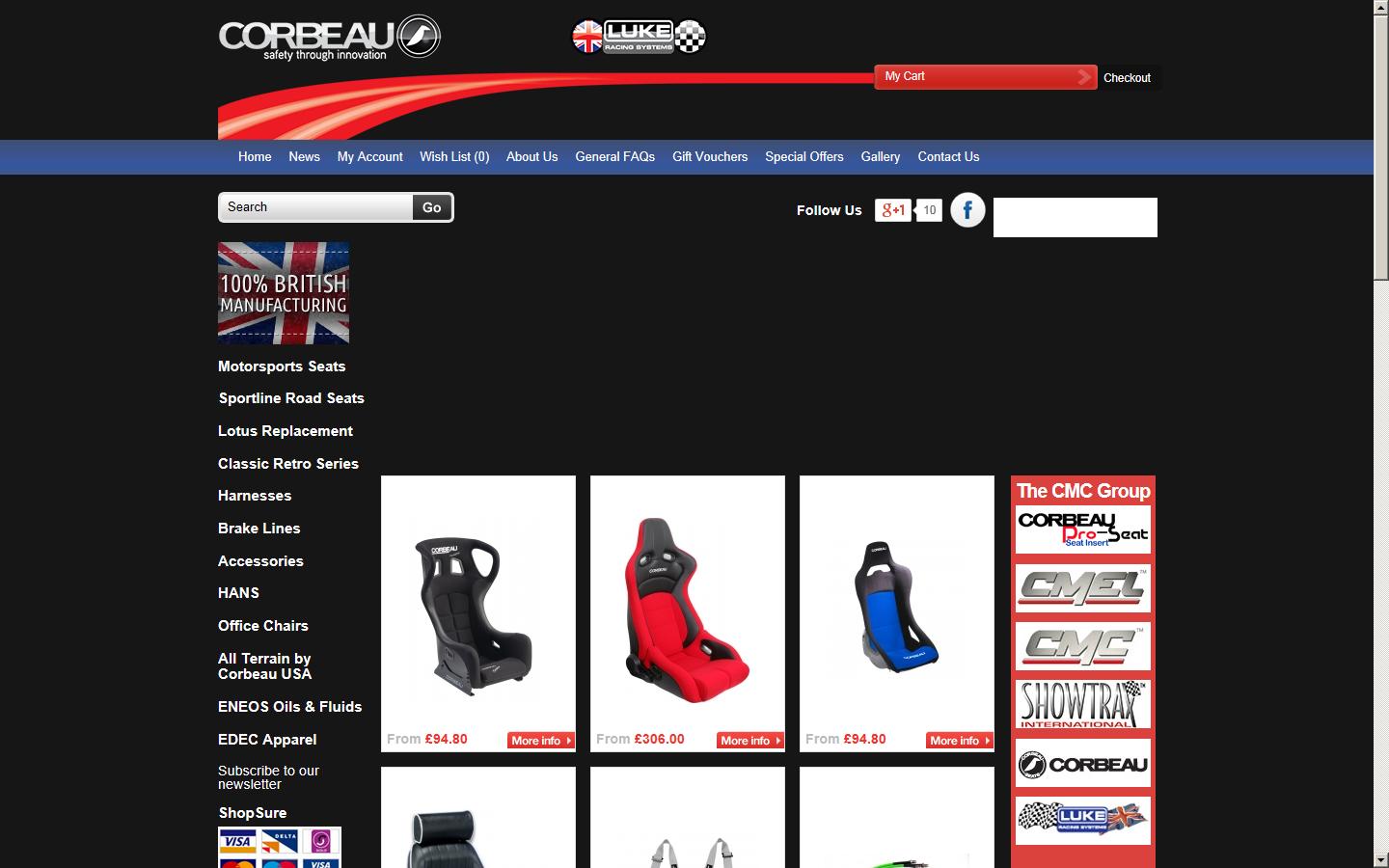 Corbeau Seats Ltd  Website