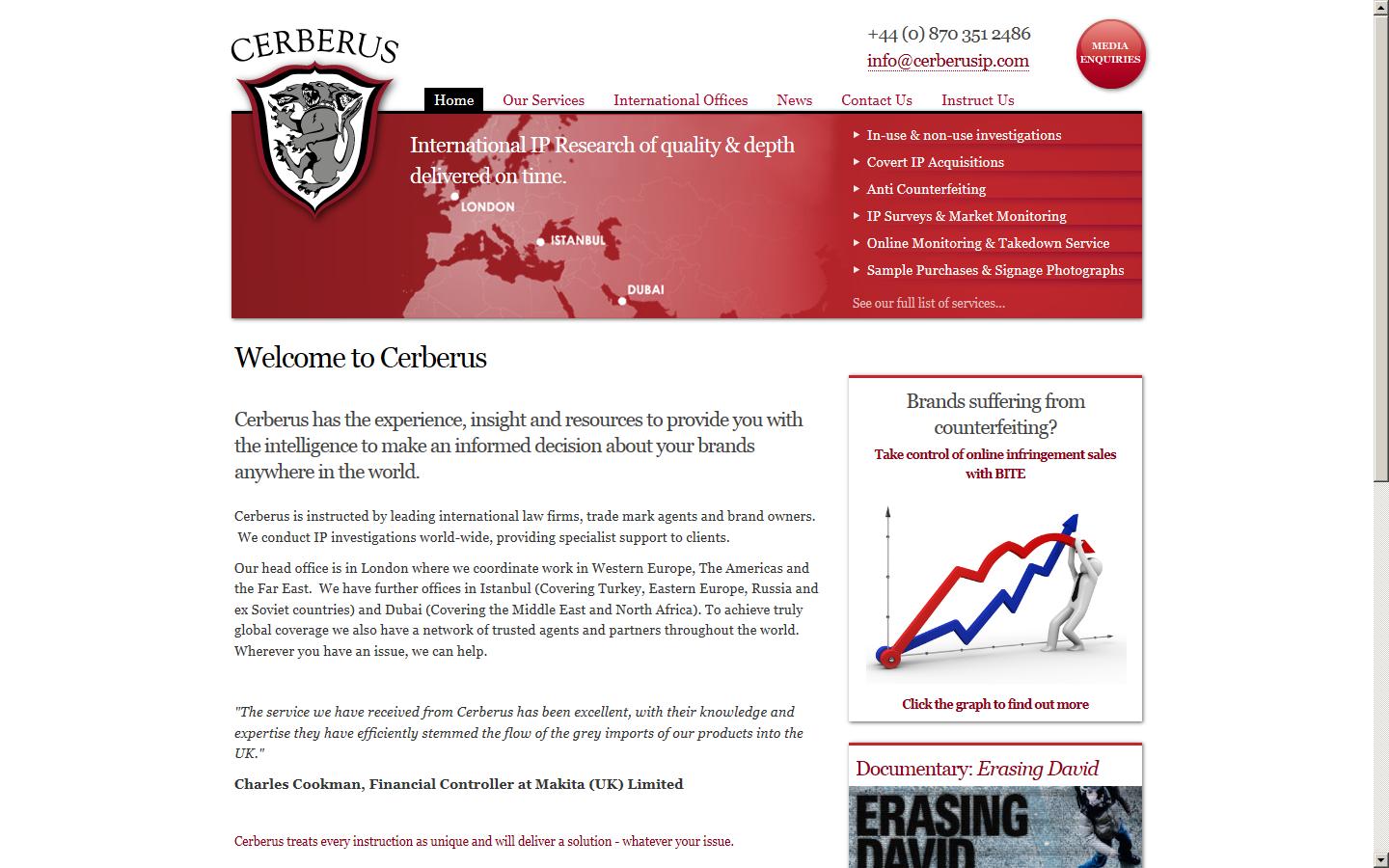 Cerberus Investigations Ltd Website