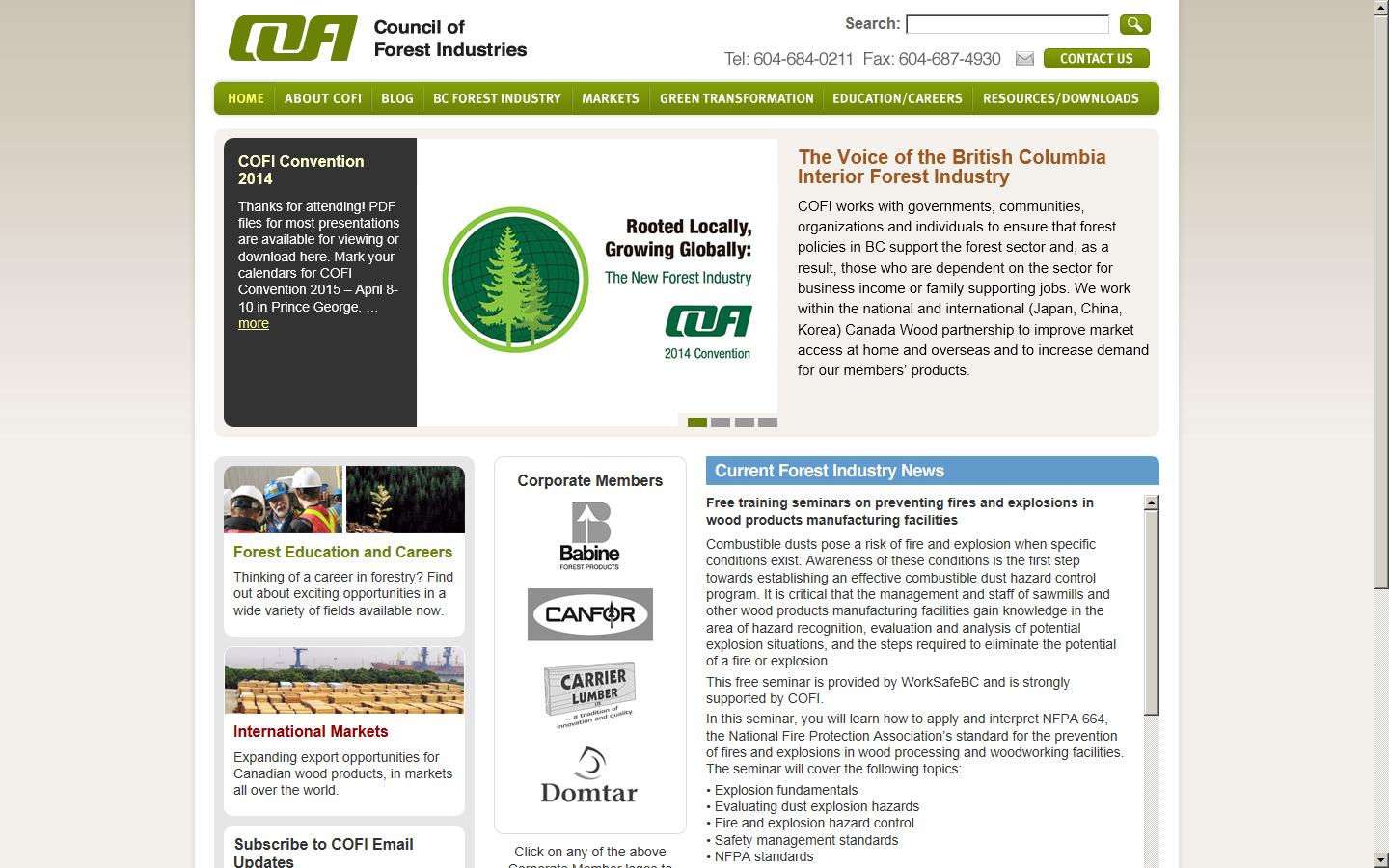 Council of Forest Industries Website
