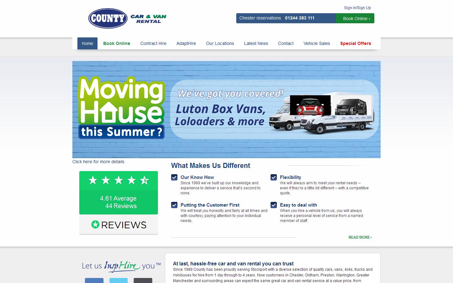 County Car & Van Rental  Website