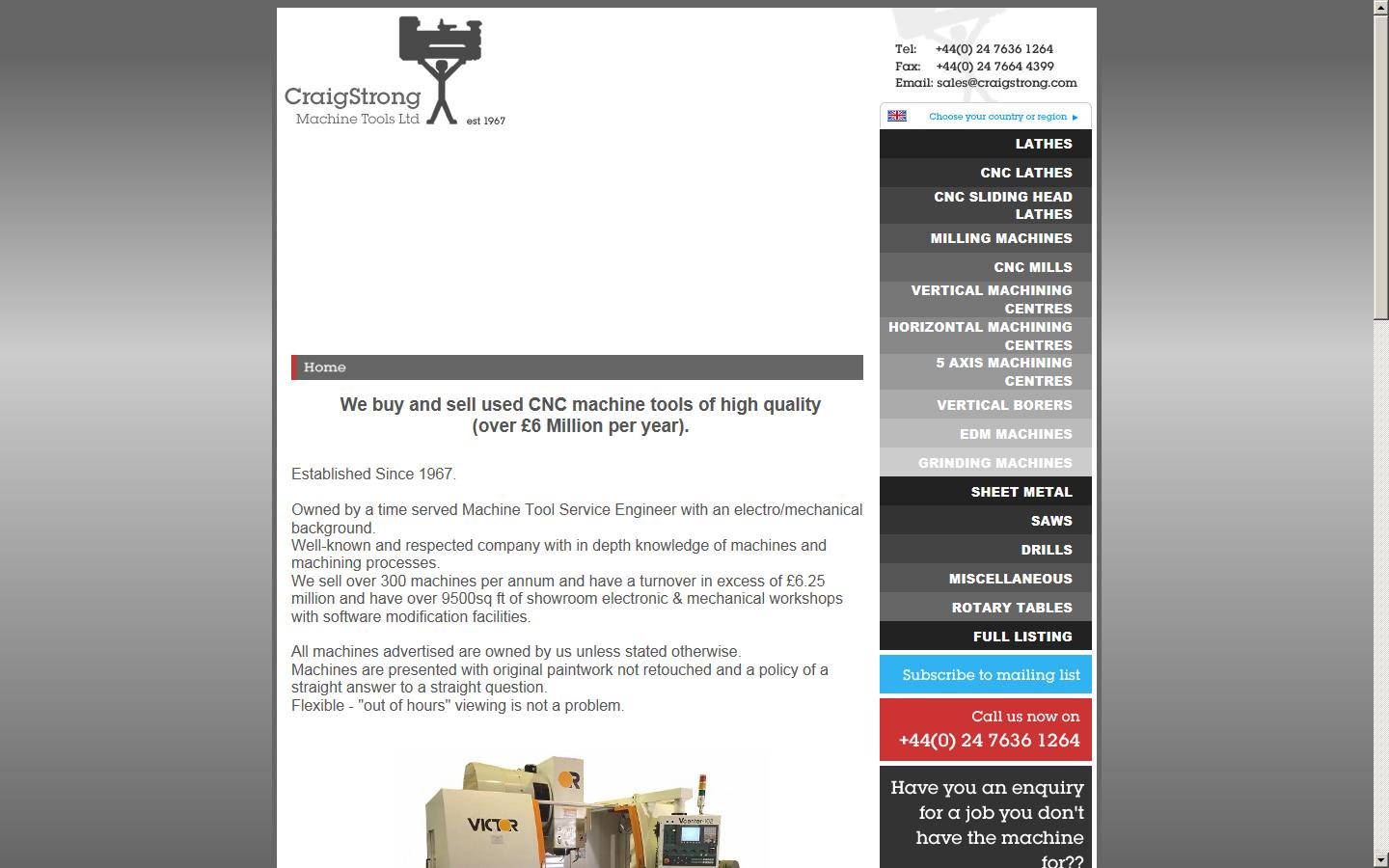Craig Strong Machine Tools Ltd Website