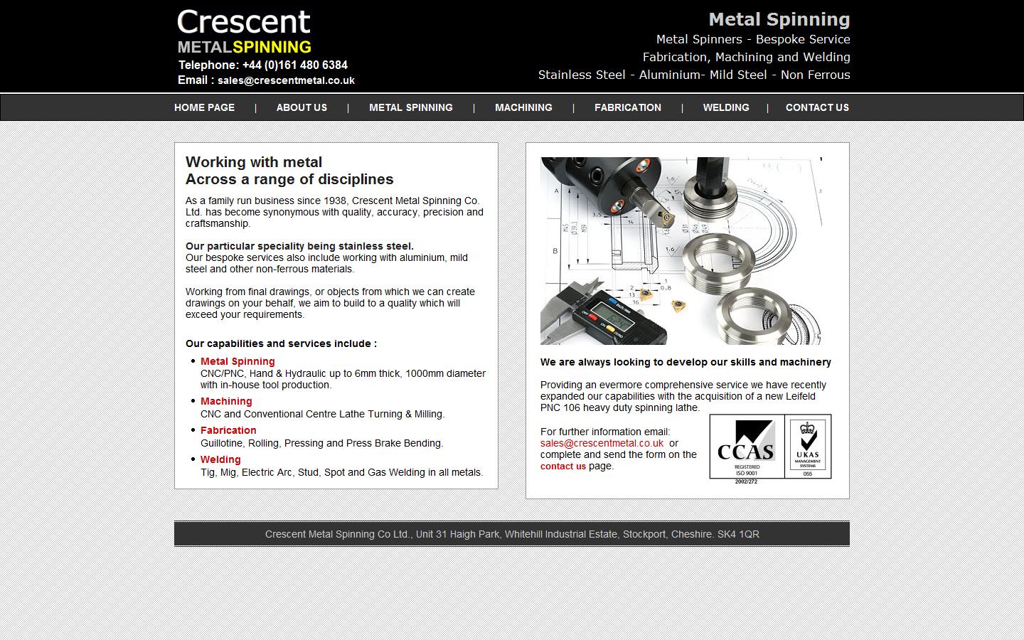 Crescent Metal Spinning Co Ltd. Website