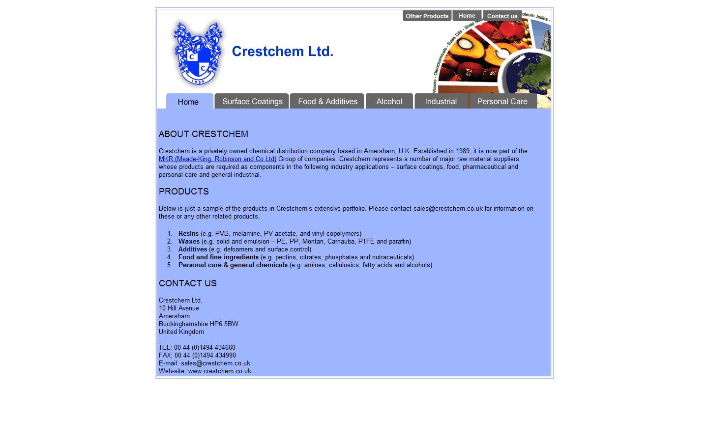 Crestchem Ltd Website