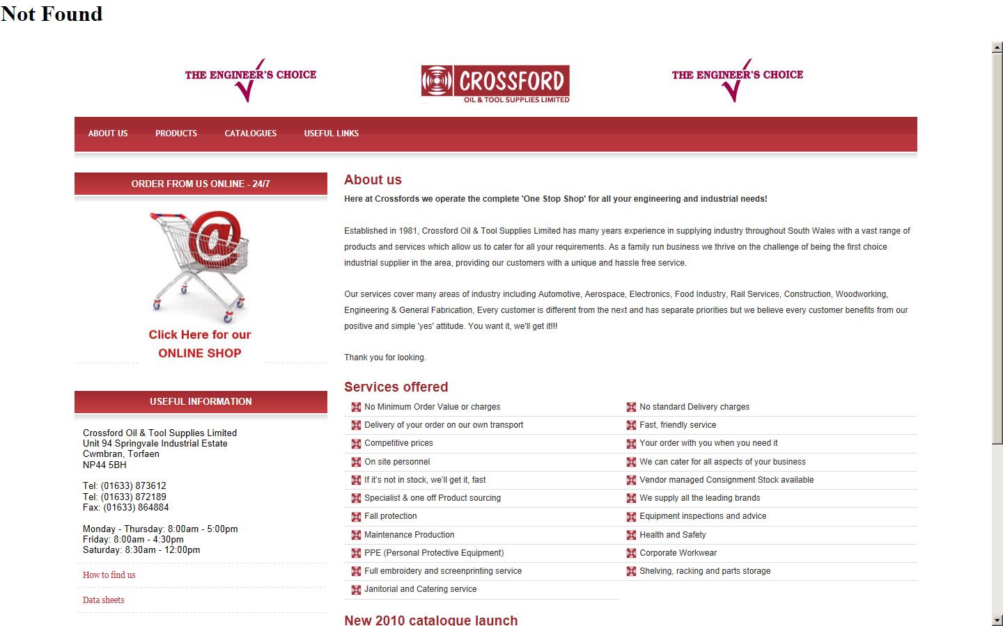 Crossford Oil & Tool Supplies Ltd Website