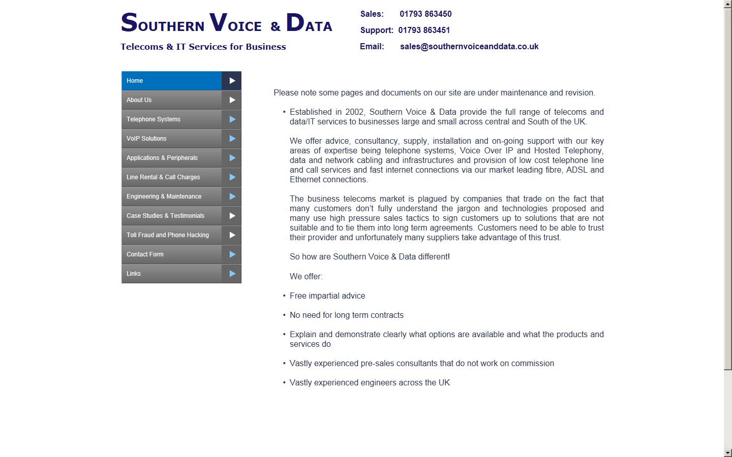 Southern Voice and Data Website