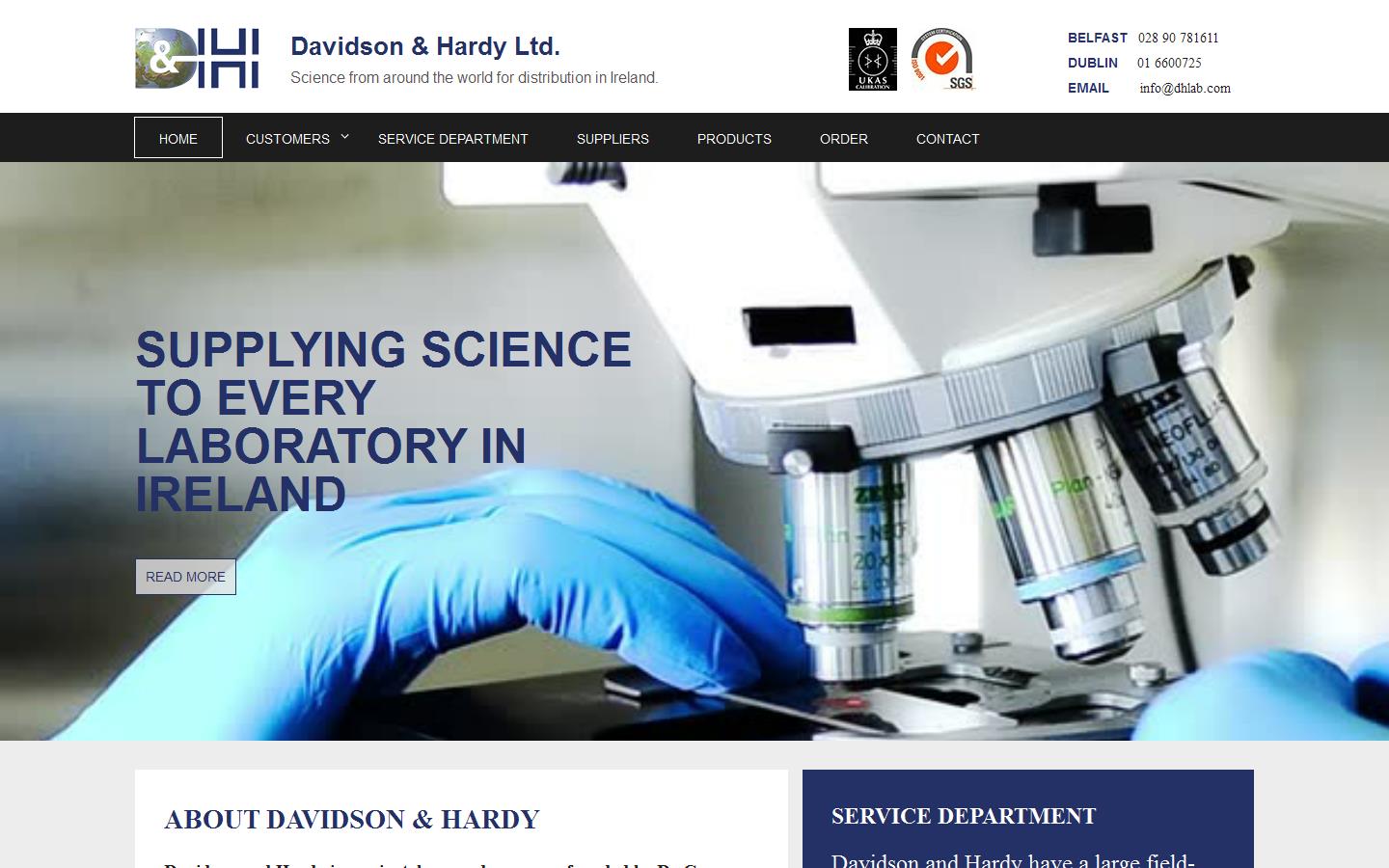 Davidson & Hardy (Laboratory Supplies) Ltd Website
