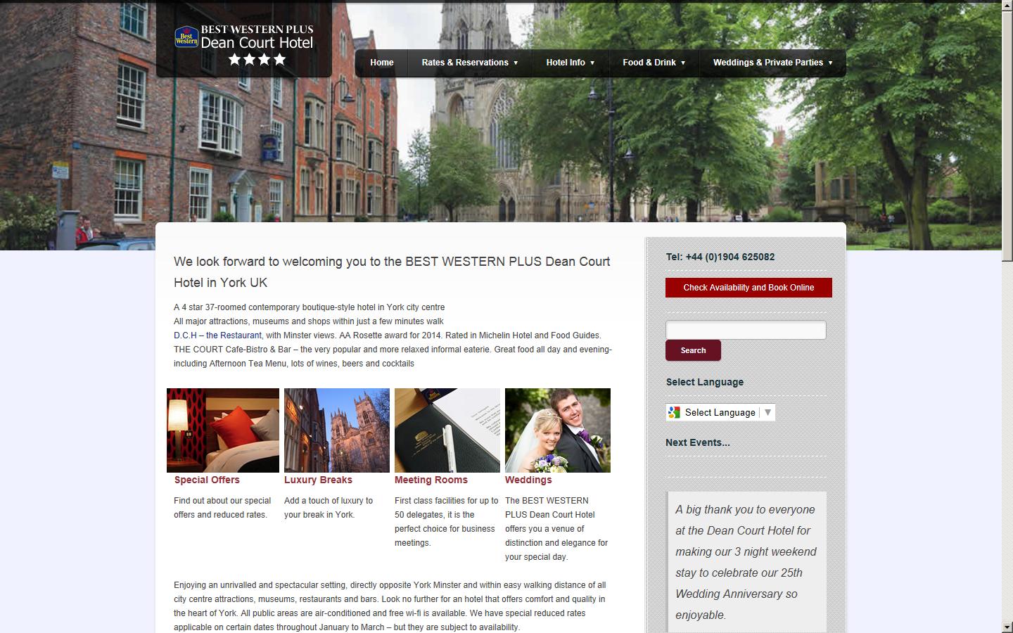 Best Western Dean Court Hotel Website
