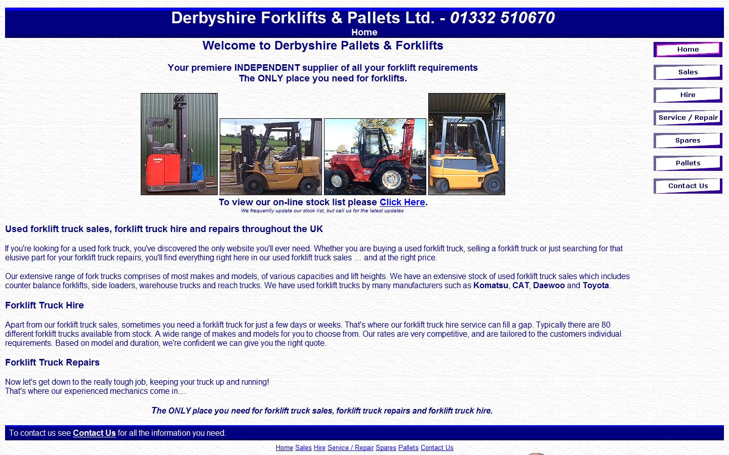 Derbyshire Pallets and Forklifts Website