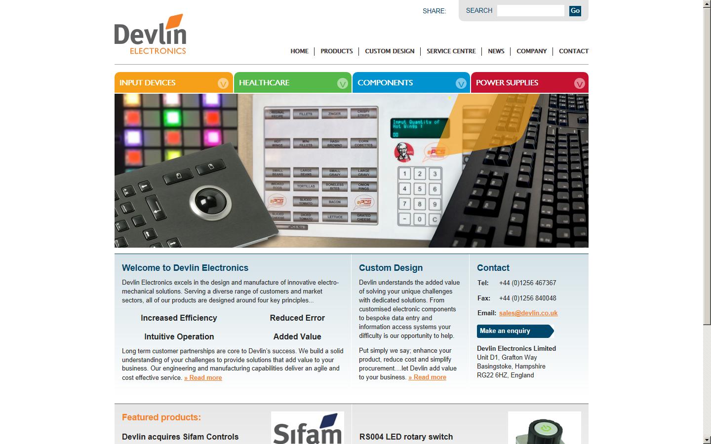 Devlin Electronics Limited Website