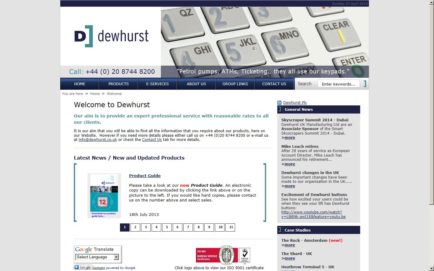 Dewhurst plc Website