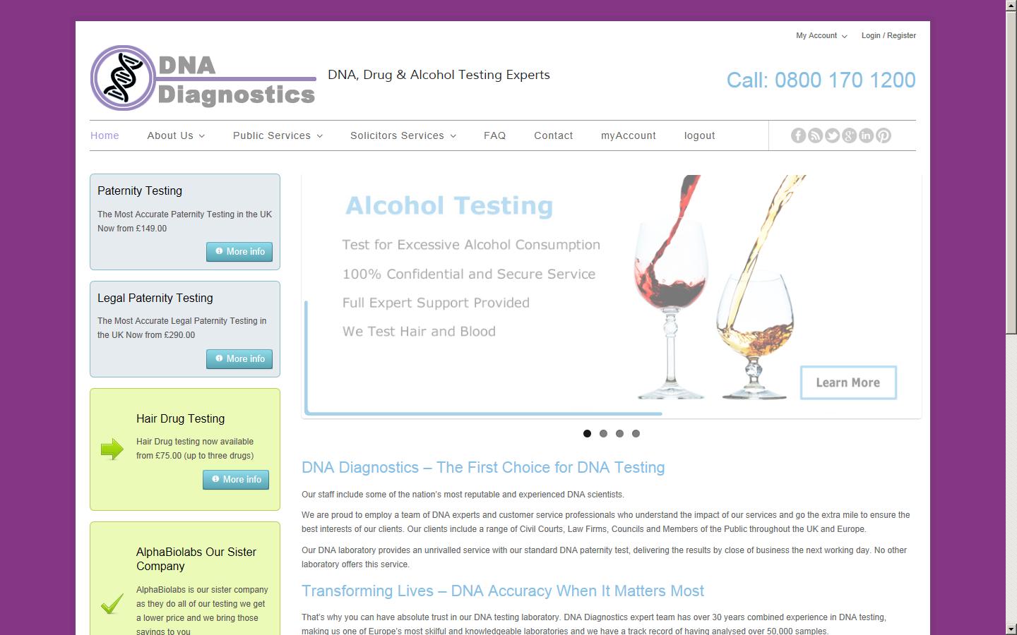 DNA Diagnostics Ltd Website