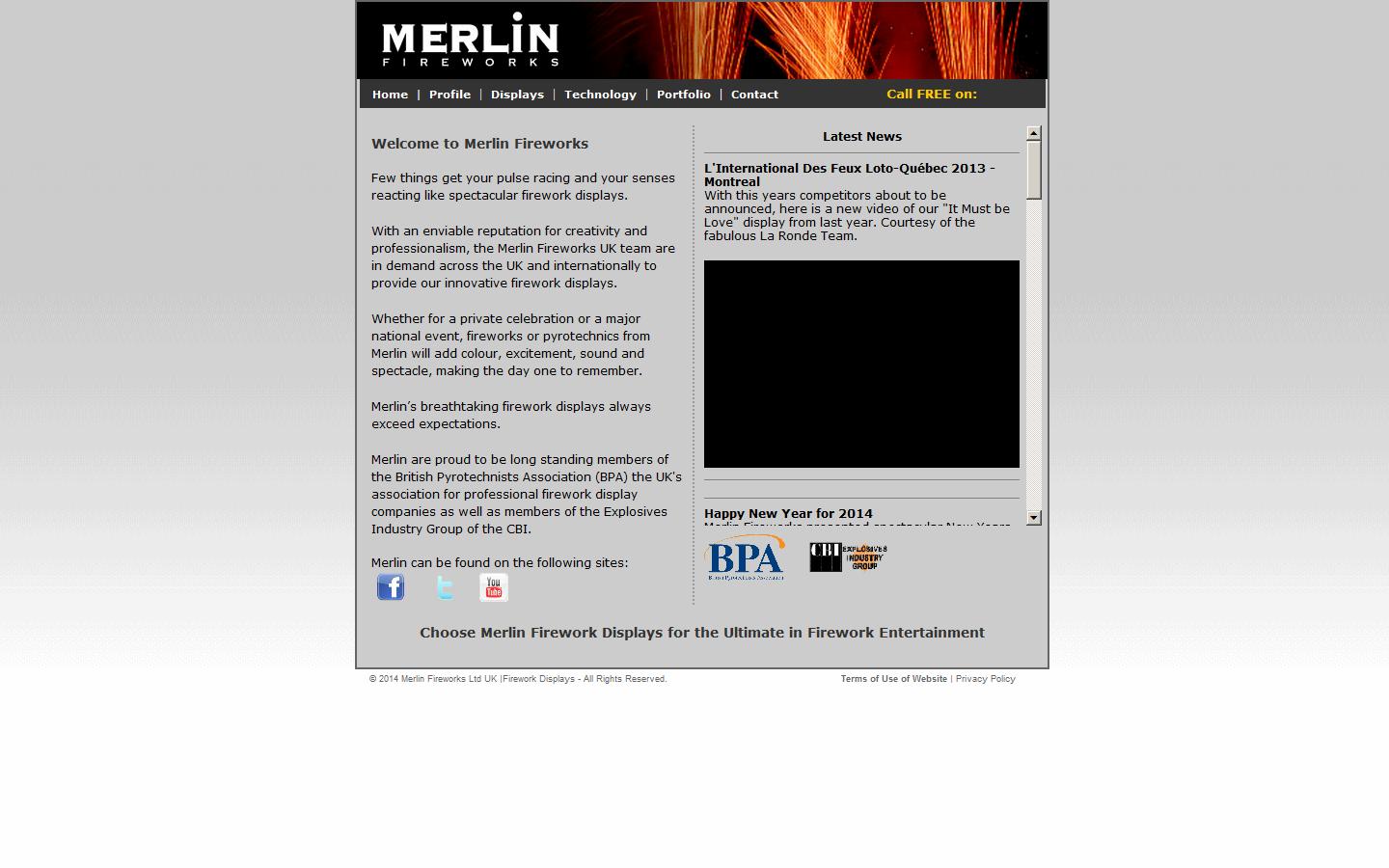 Merlin Fireworks Website