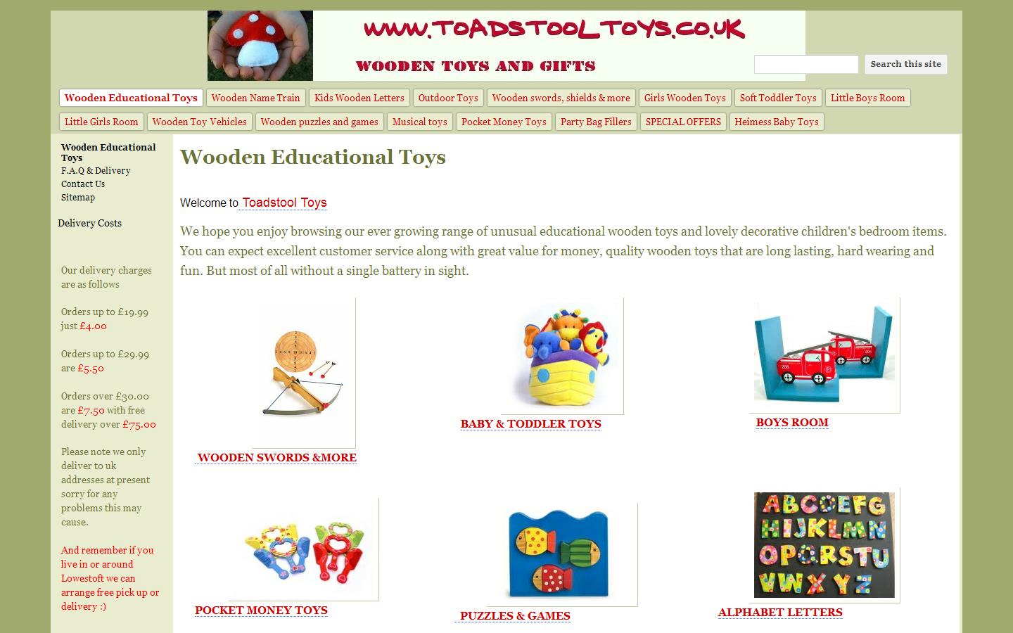 Toadstool Toys Website