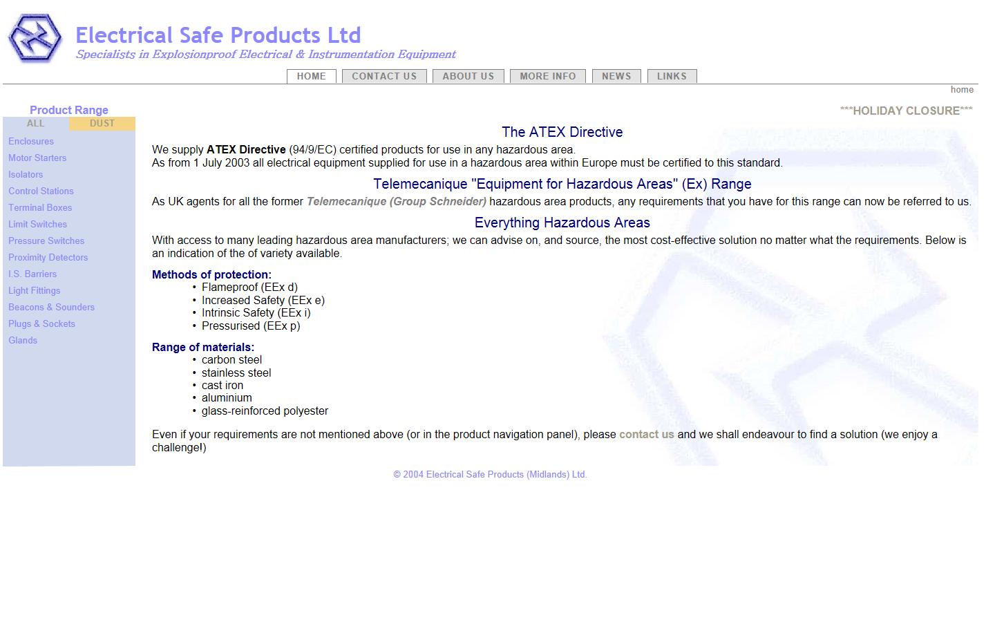 Electrical Safe Products Website