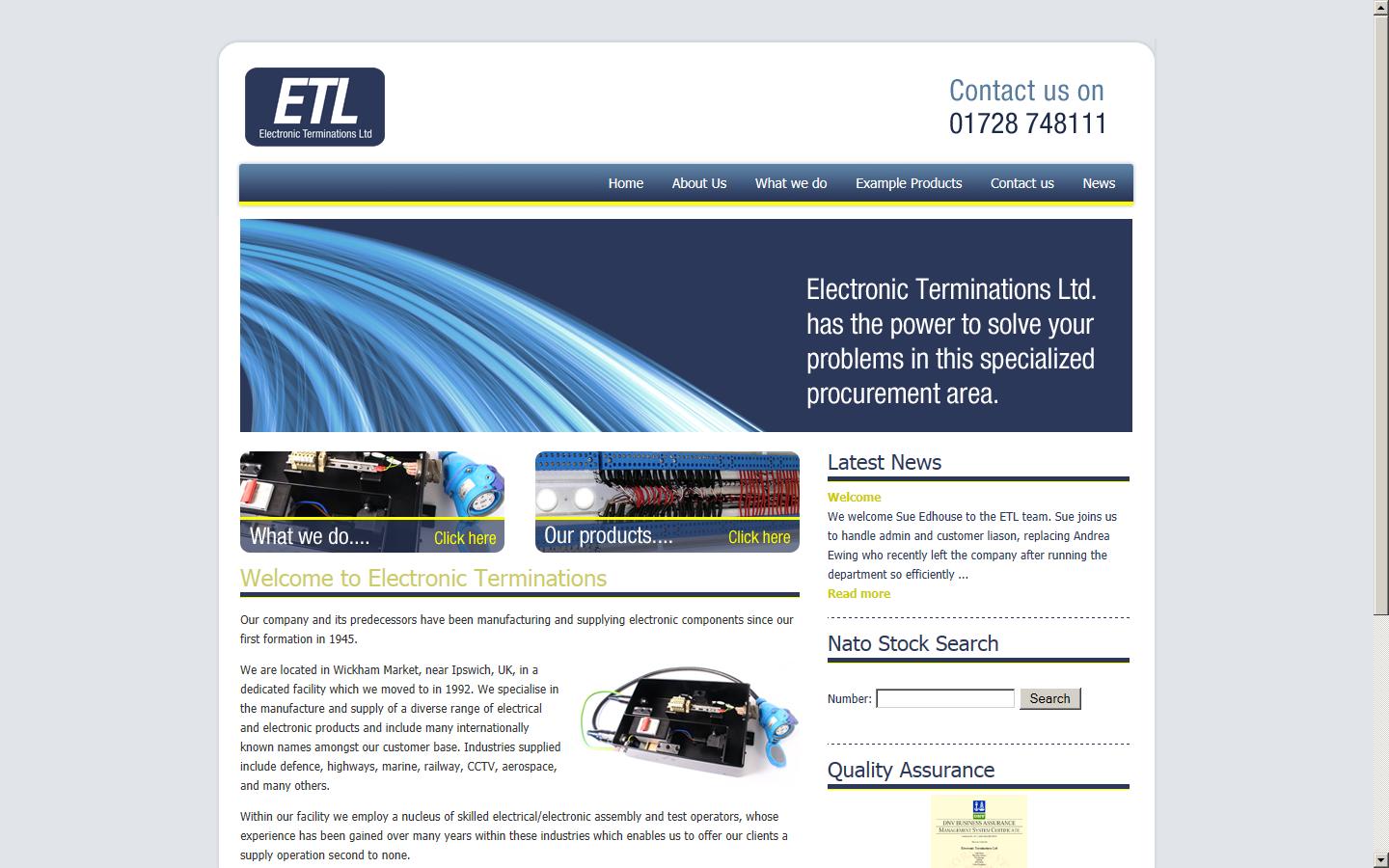 Electronic Terminations Ltd Website
