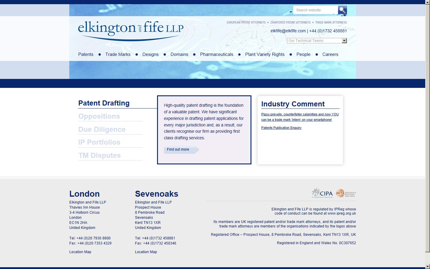 Elkington and Fife LLP Website