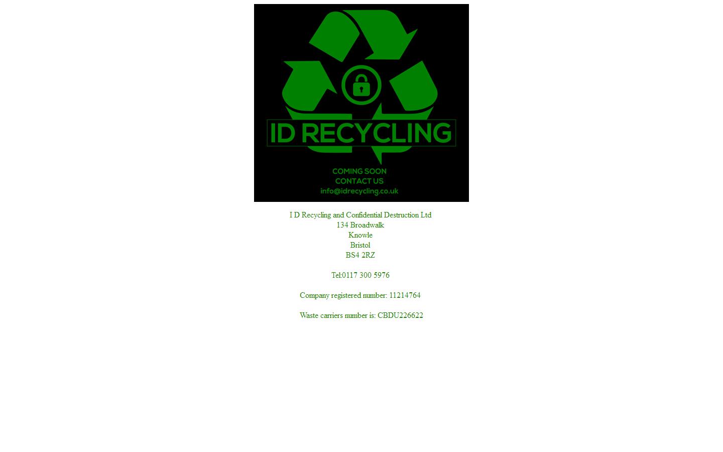 I D Recycling Confidential Destruction Ltd Website