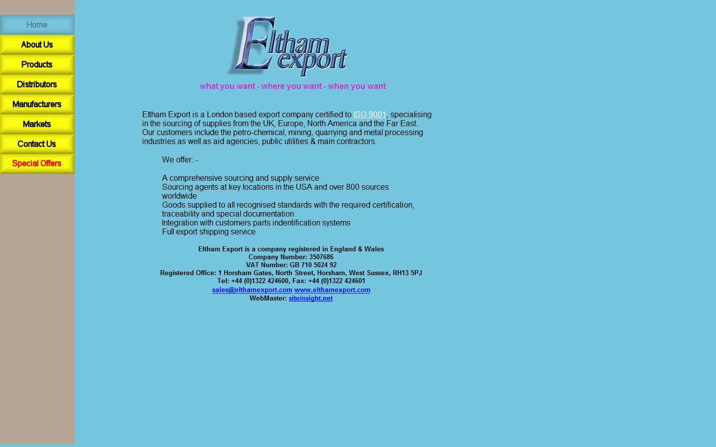 Eltham Export Limited Website