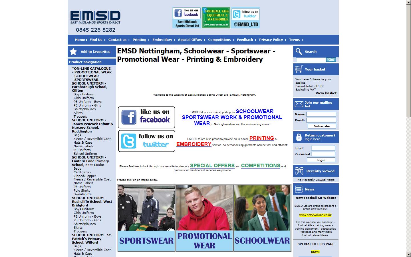 East Midlands Sports Direct  Website