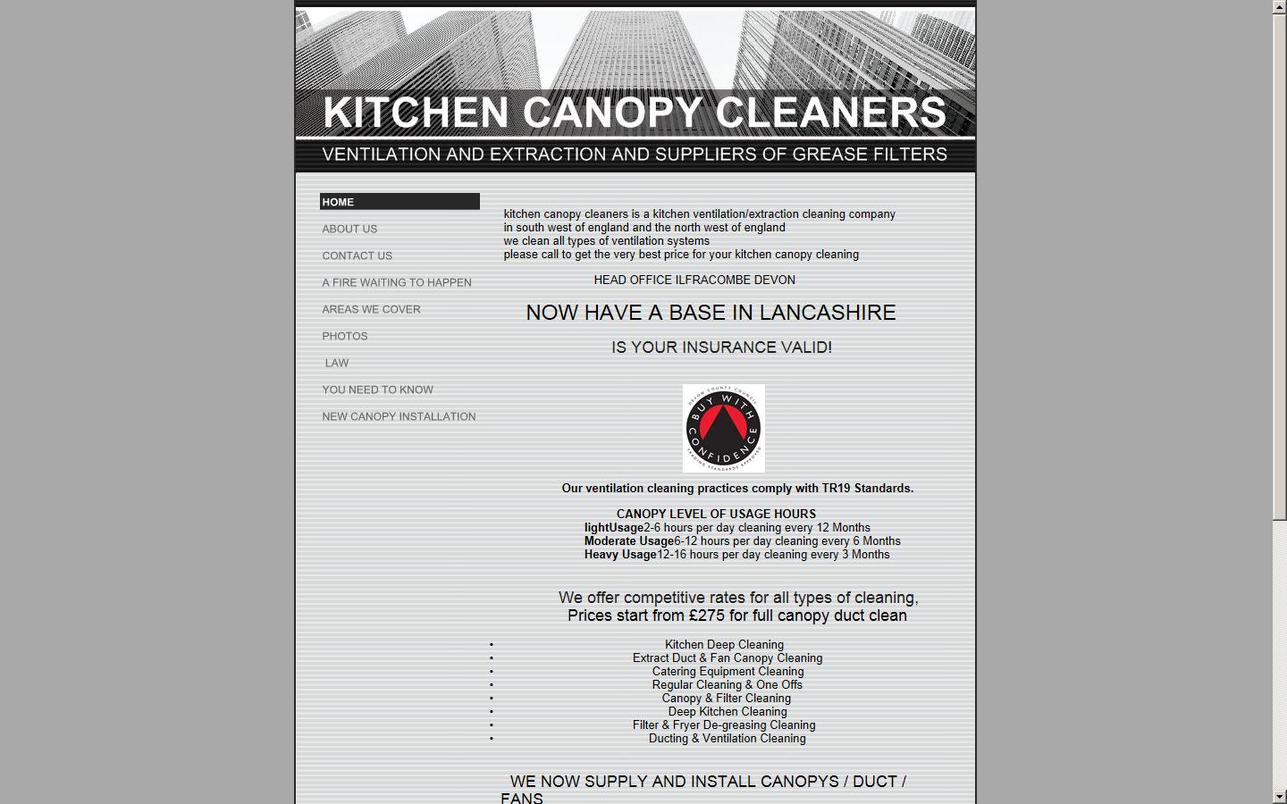 Kitchen Canopy Cleaners Website