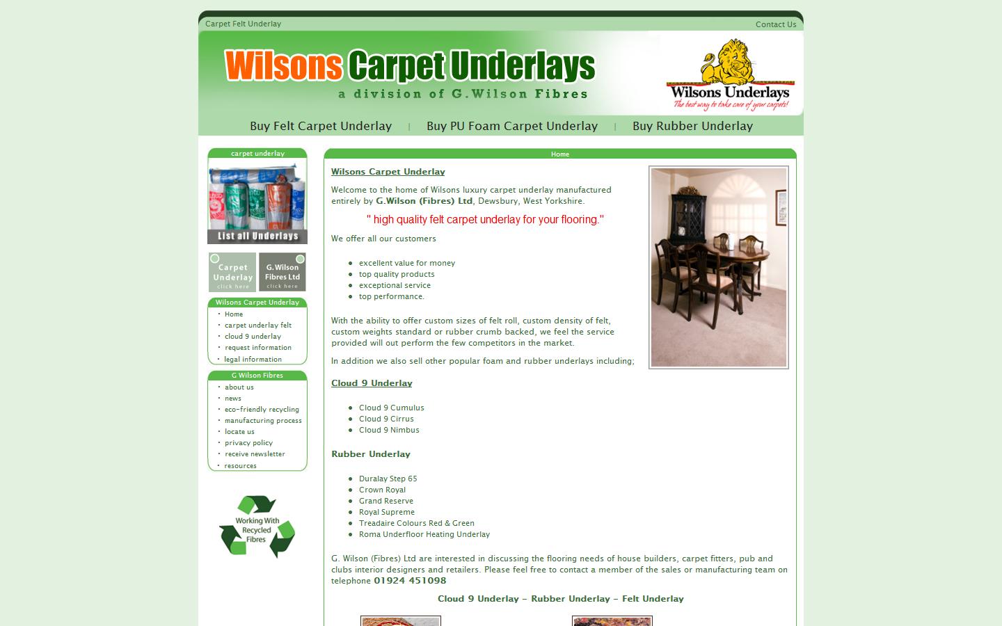Wilson Carpet Underlays Website